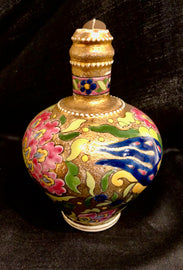 Rare antique Zsolnay Hand painted gold Moriage Ewer bottle