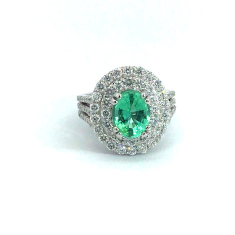 Tourmaline with Double Diamond Oval Halo Ring
