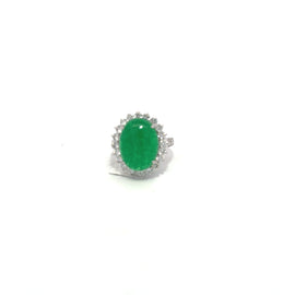 Jadeite & Diamond Ring 14 K