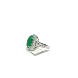 Jadeite & Diamond Ring 14 K