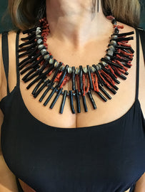 RARE Black and Red Branch Coral collar Necklace