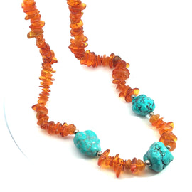 Fashion Amber & Howlite Necklace