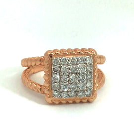 Square 14k rose gold ring with 25 Diamonds