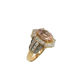 Oval Morganite with diamonds in yellow gold ring