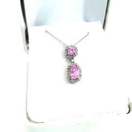 Pink Topaz and Diamond Necklace