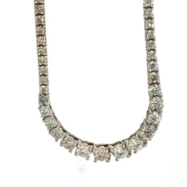 18K White Gold and Diamond Necklace (Tennis Style)
