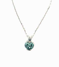 White gold necklace with heart shaped diamond of 1.0 ct. intense fancy blue