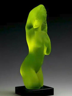 Art Deco Vaseline Glass Nude Woman Hood Ornament
