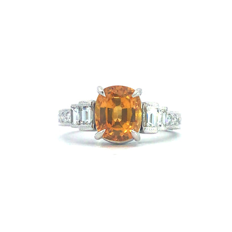 Natural orangy-yellow Sapphire ring