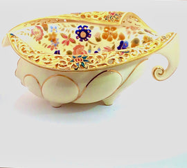 Zsolnay Reticulated Shell Candy Bowl