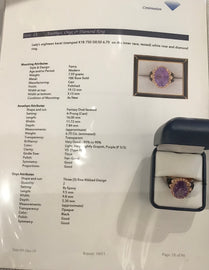 Unique Fantasy Cut Amethyst with Onyx and Diamond in 18K Rose Gold - with GIA Certification