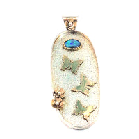 Jeff Kline 14K gold and 925 Silver with Blue Fire Opal and Butterfly Pendant