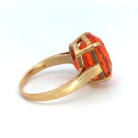 Vintage 14k yellow gold 5.65ct natural bright orange Fire Opal