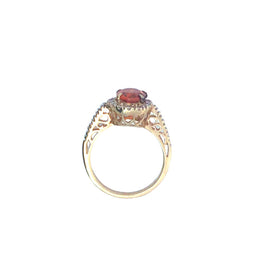 Natural Spessartine Orange Garnet Ring in14K yellow Gold w/Diamonds