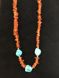 Fashion Amber & Howlite Necklace