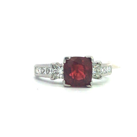 Natural Red Spinel Cushion Cut Ring