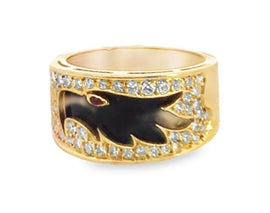 Carrera Y Carrera Onyx Eagle Ring in  gold with diamonds & natural Ruby