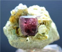 Deep Pink Color Apatite Crystal on matrix