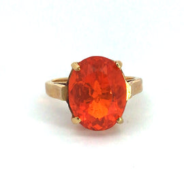 Vintage 14k yellow gold 5.65ct natural bright orange Fire Opal