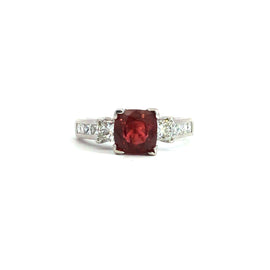 Natural Spinel and Diamond Ring in 14K White Gold
