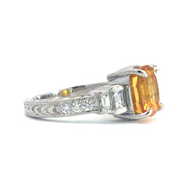 Natural orangy-yellow Sapphire ring