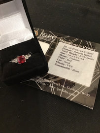 Natural Spinel and Diamond Ring in 14K White Gold