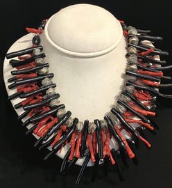 RARE Black and Red Branch Coral collar Necklace