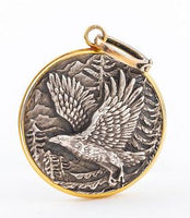 Vintage Buccellati Eagle soaring medallion / pendent silver and gold
