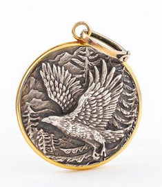 Vintage Buccellati Eagle soaring medallion / pendent silver and gold