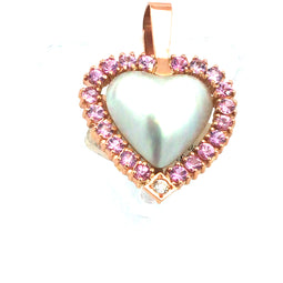 14K Rosegold, Pink Sapphire and Pearl Pendant