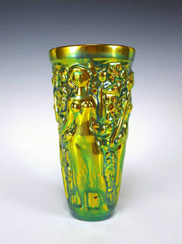 Vintage Art Nouveau Zsolnay Pecs Iridescent Green Eosin Porcelain Vase