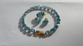 Natural Topaz set of stud earrings pendent and tennis bracelet