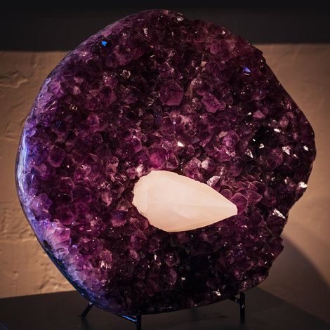 Amethyst with natural calcite inclusions