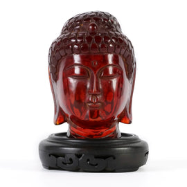 Carved Natural Amber Buddha  head carved natural amber